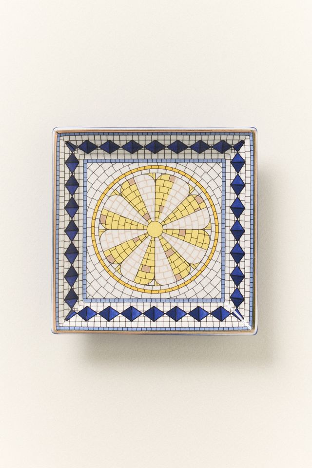 Bistro Tile Stoneware 24k Gold Accent Italia Trinket Dish #1