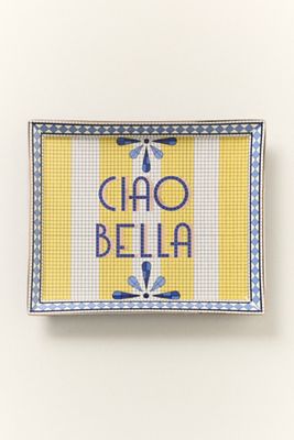 Bistro Tile Stoneware 24k Gold Accent Italia Trinket Dish