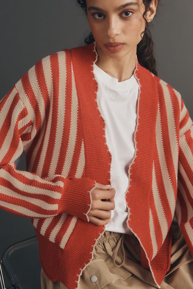 By Anthropologie Waffle-Knit Scalloped Cardigan Sweater #3