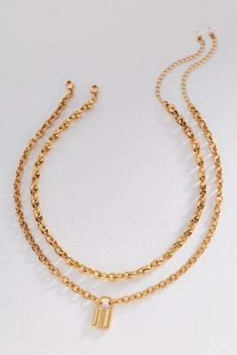 Layered Lock Chain Necklace