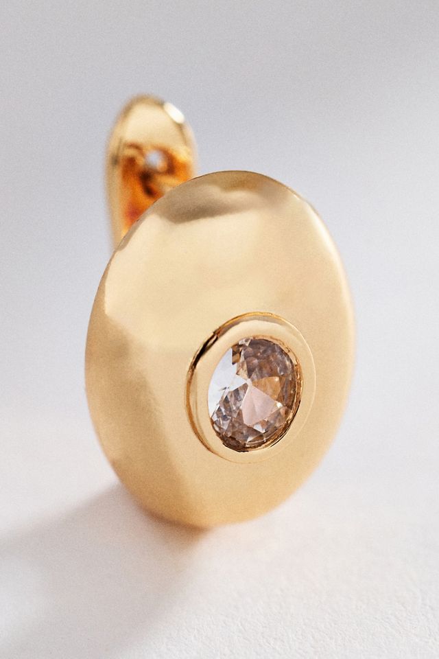 Circular Bezel Crystal Earrings #1