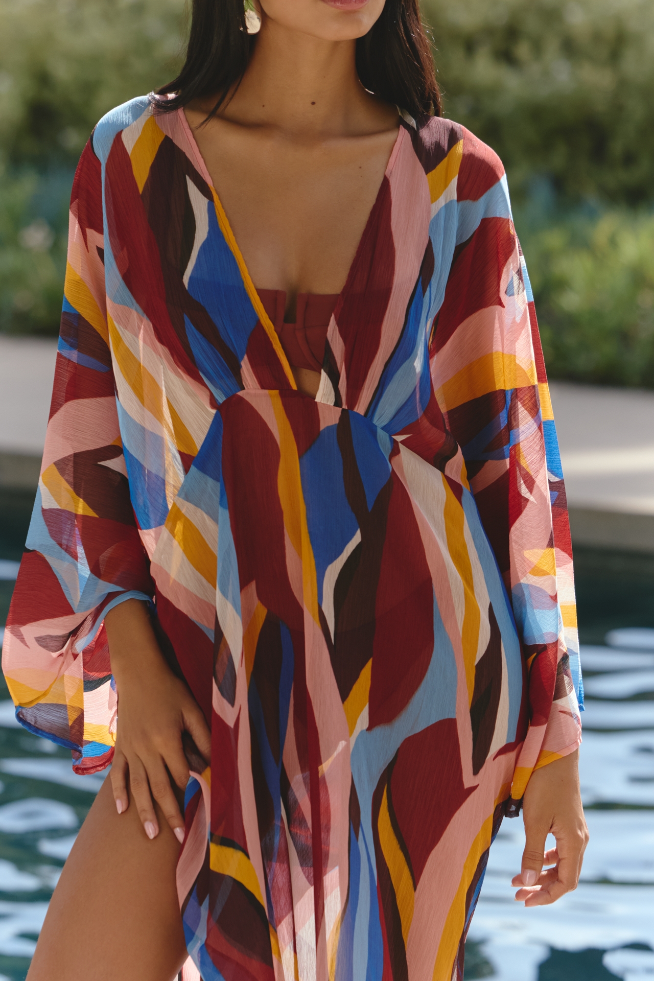 By Anthropologie Patterned Sheer Kaftan