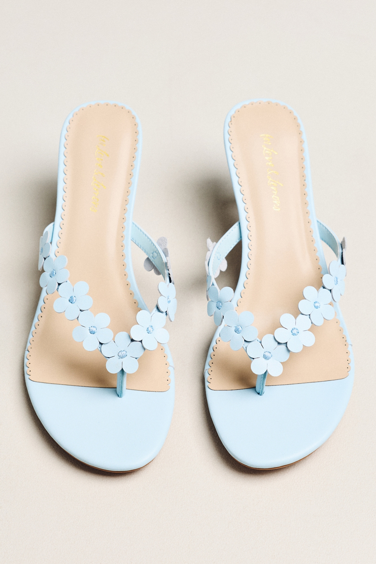 For Love & Lemons Gia Floral Kitten Heel Sandals