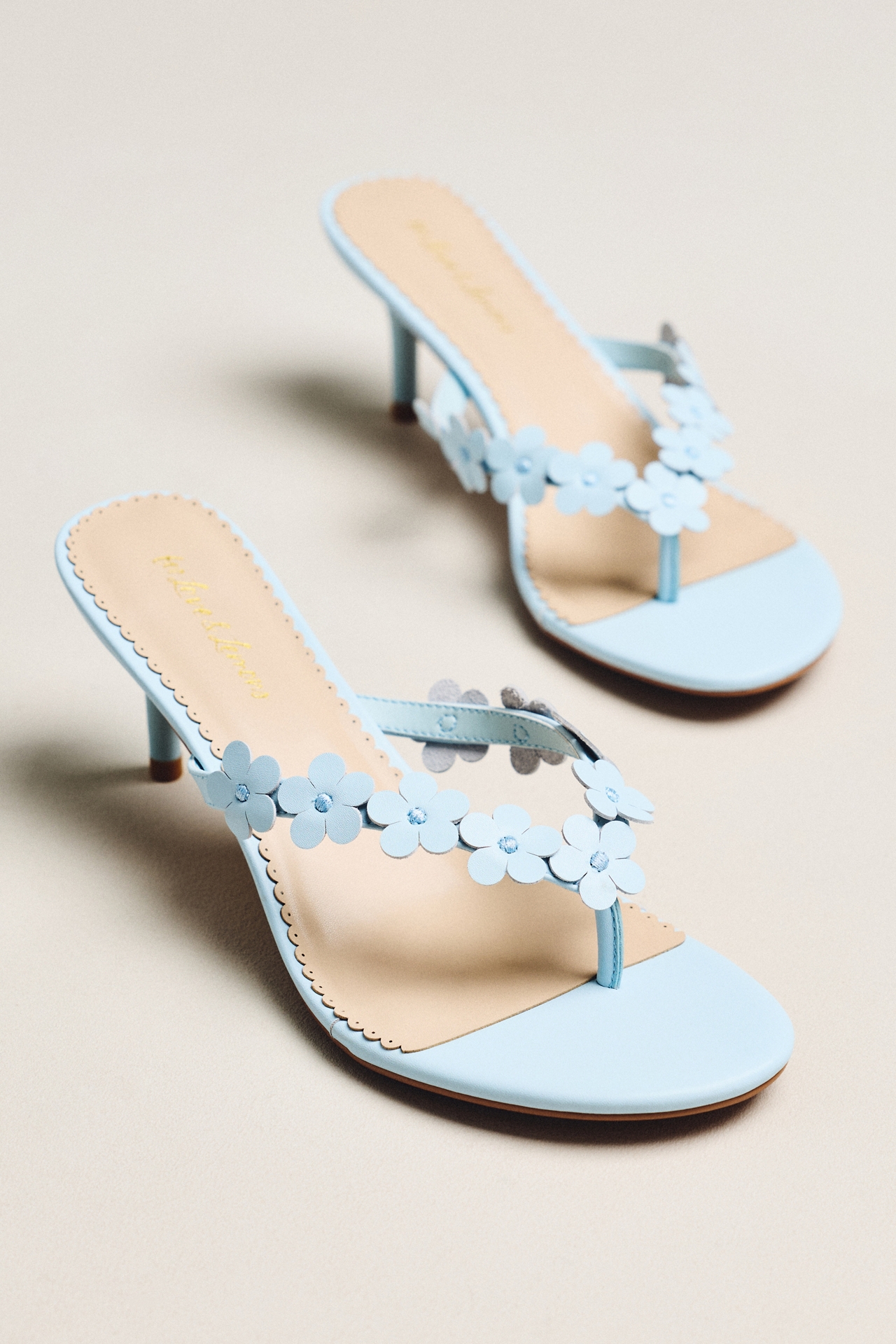 For Love & Lemons Gia Floral Kitten Heel Sandals