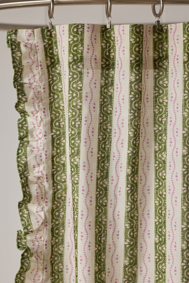 Ivy Cotton Printed Ruffle Stripe Shower Curtain #1