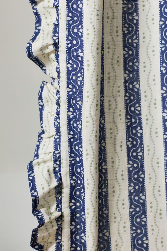 Ivy Cotton Printed Ruffle Stripe Shower Curtain #1