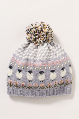 French Knot Wool Pom-pom Beanie In Purple