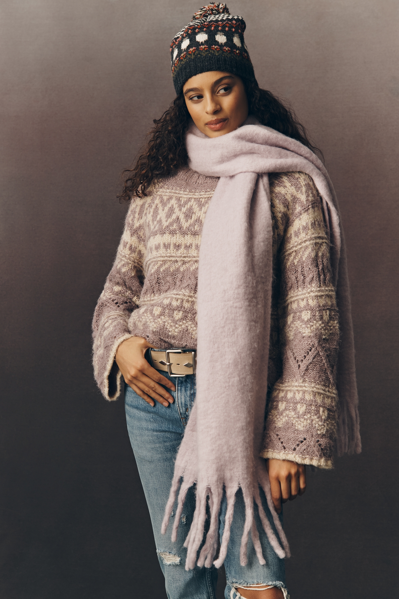 French Knot Wool Pom-Pom Beanie