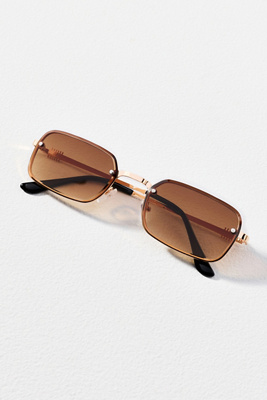 Anthropologie I- SEE frameless Brown Lens Women\'s Sunglasses with Gold Accents Unisex Frameless Aviator Shape Sunglasses - Summer Vintage  main image 4