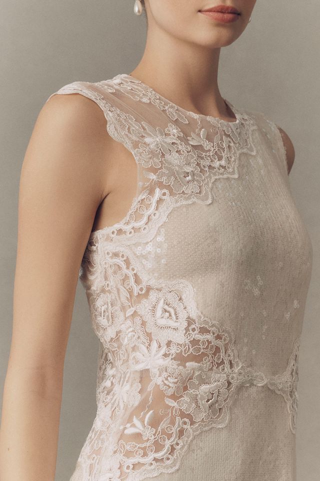 BHLDN Sequin and Lace Mini Dress | Anthropologie