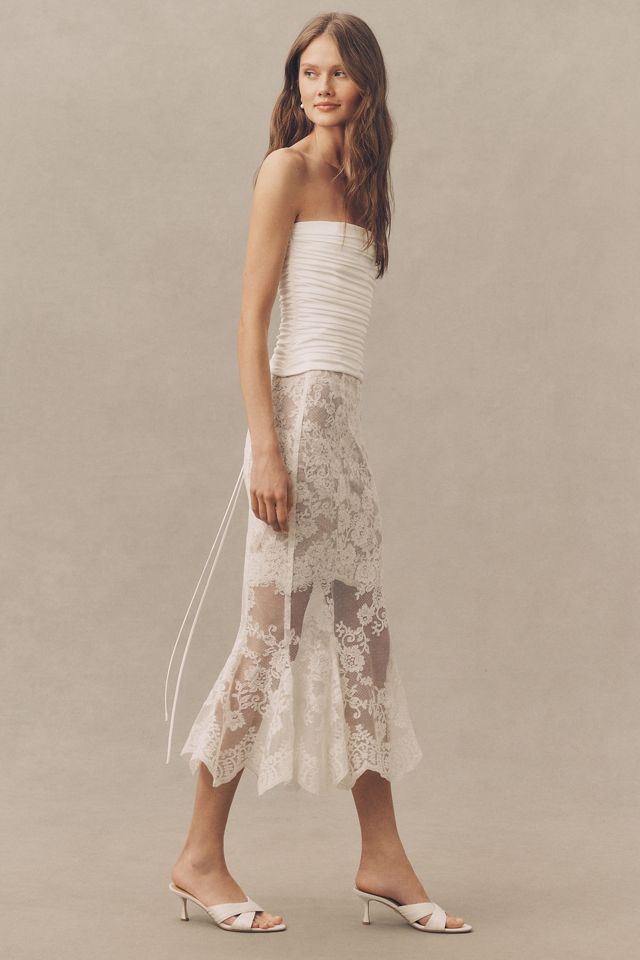 V. Chapman Phoebe Strapless Top and Lace Midi Skirt Set #3