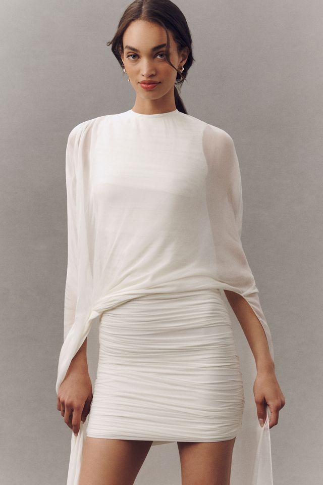 Deme by Gabriella Sheer Cape High-Low Mini Dress #1