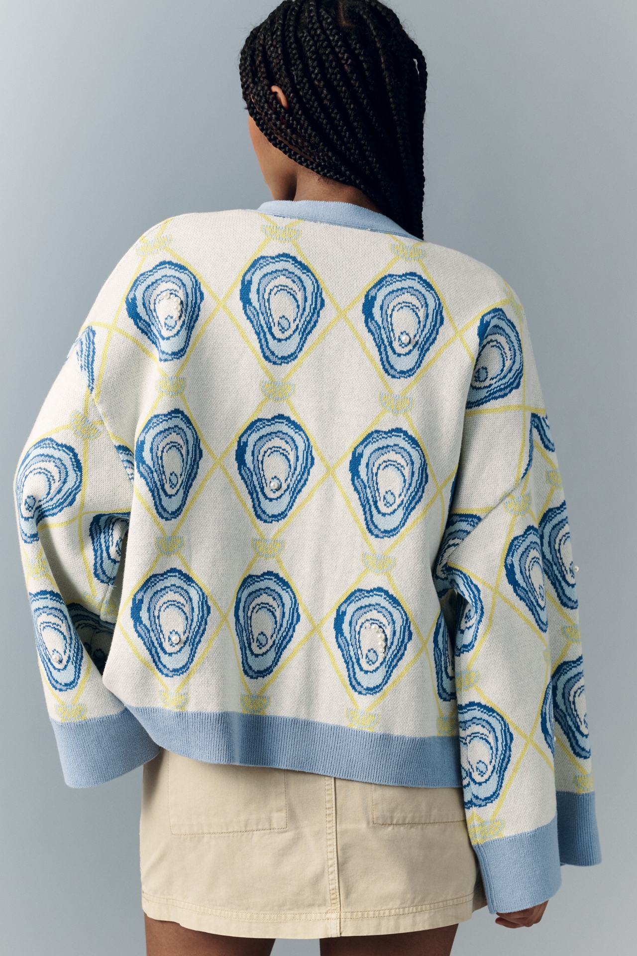 Bel Kazan Nautical Oyster Pearl Cardigan