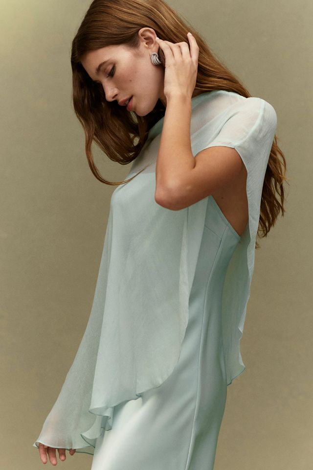 BHLDN Romy Satin Chiffon Cape Dress #1