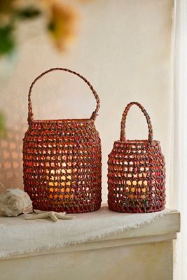 Arch Handle Woven Abaca Lantern