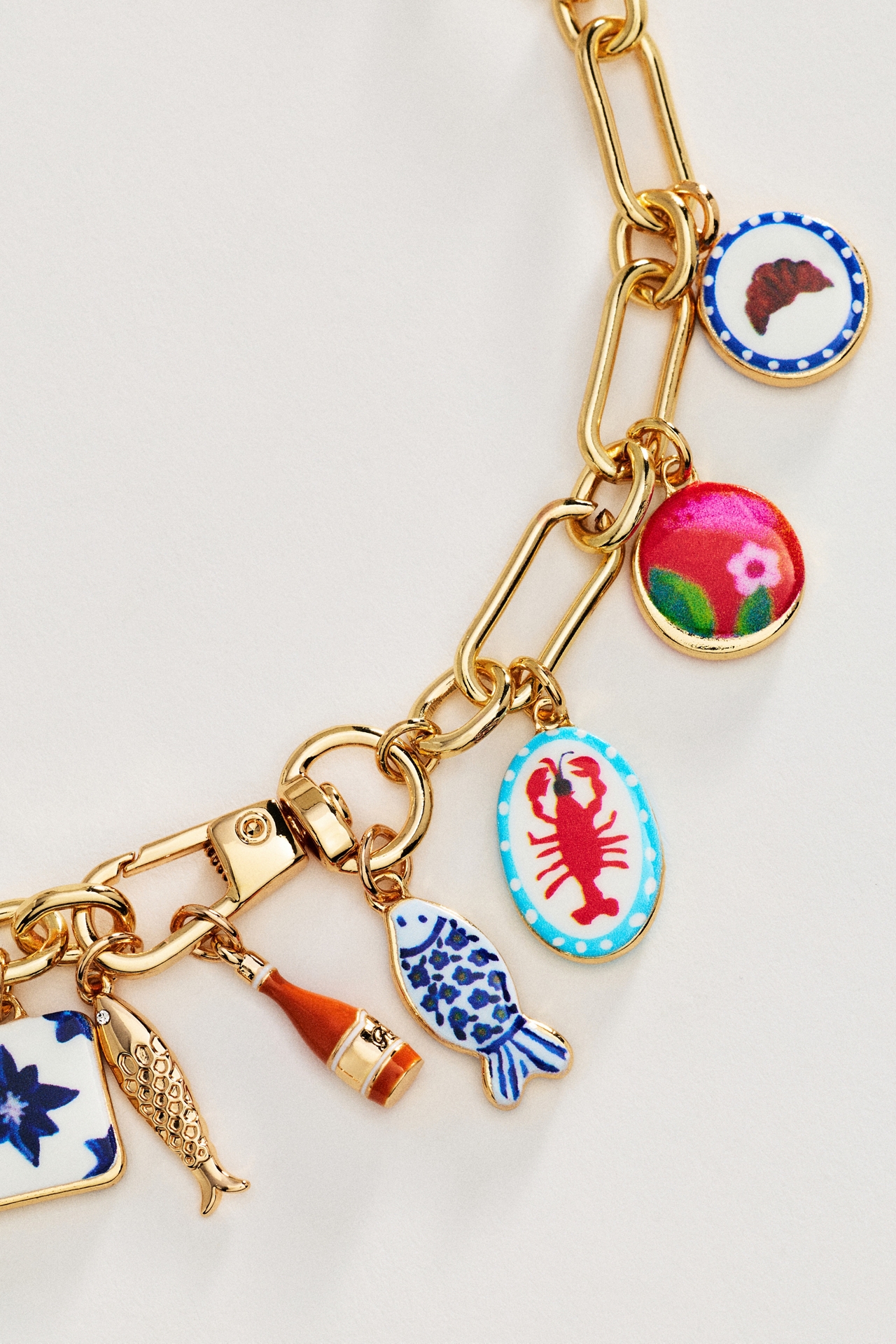 Mosaic Fish Charm Necklace