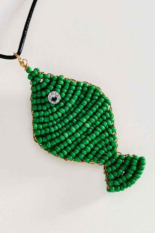 Fish Bead Pendant Necklace #1