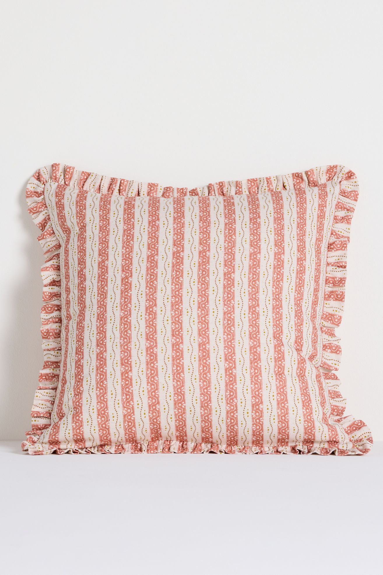 Ivy Cotton Printed Ruffle Pillow - Coral, 20" X 20"