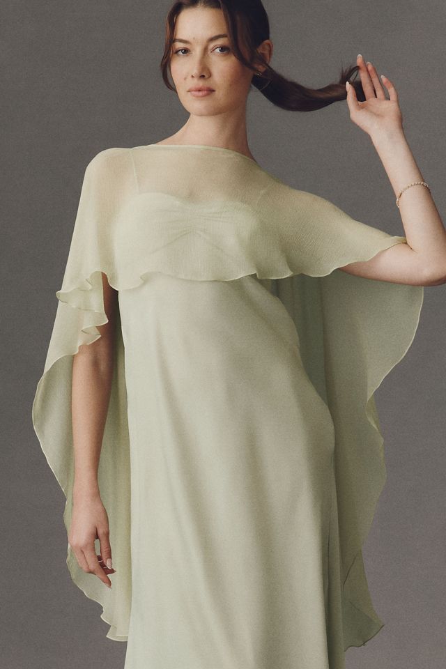 BHLDN Iris Satin Sweetheart Gown with Cape #2