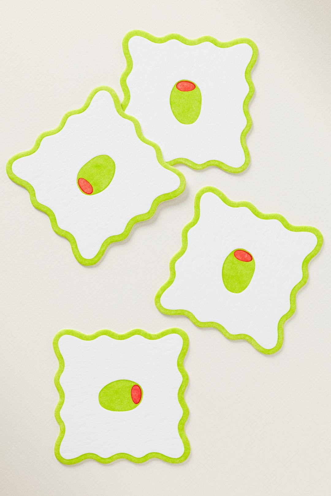 And Here We Are Vellum Coasters, Set of 4 - Olive, Set Of 4