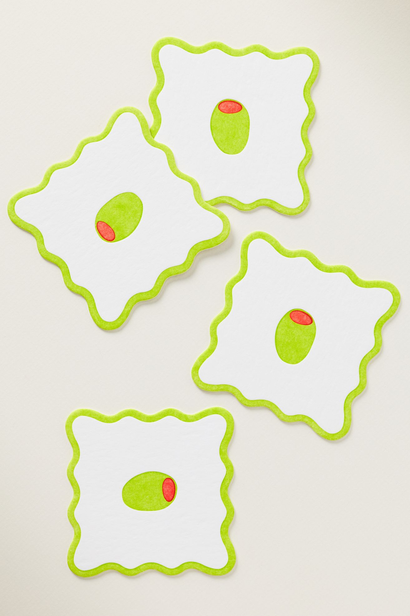 And Here We Are Vellum Coasters, Set of 4 - Olive, Set Of 4