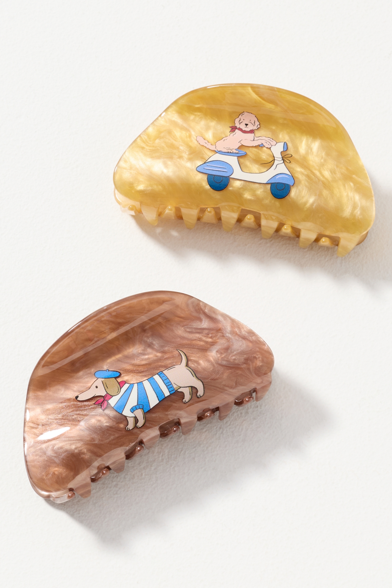 Frasier Sterling Euro Pups Hair Claw Clips, Set of 2