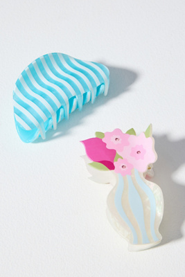 Frasier Sterling Buy Me Flowers Claw Clips, Set of 2 | Anthropologie