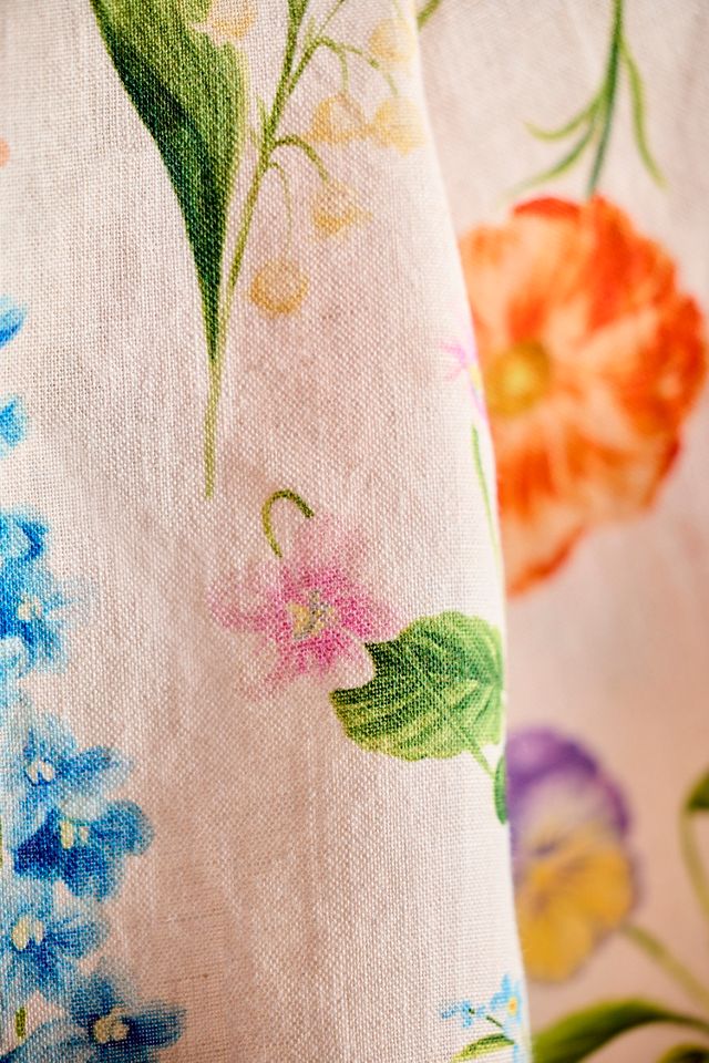 Floral Illustration Linen Dish Towel #1