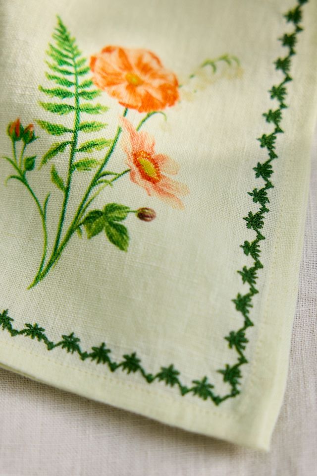 Floral Illustration Linen Napkins, Set of 2 #1
