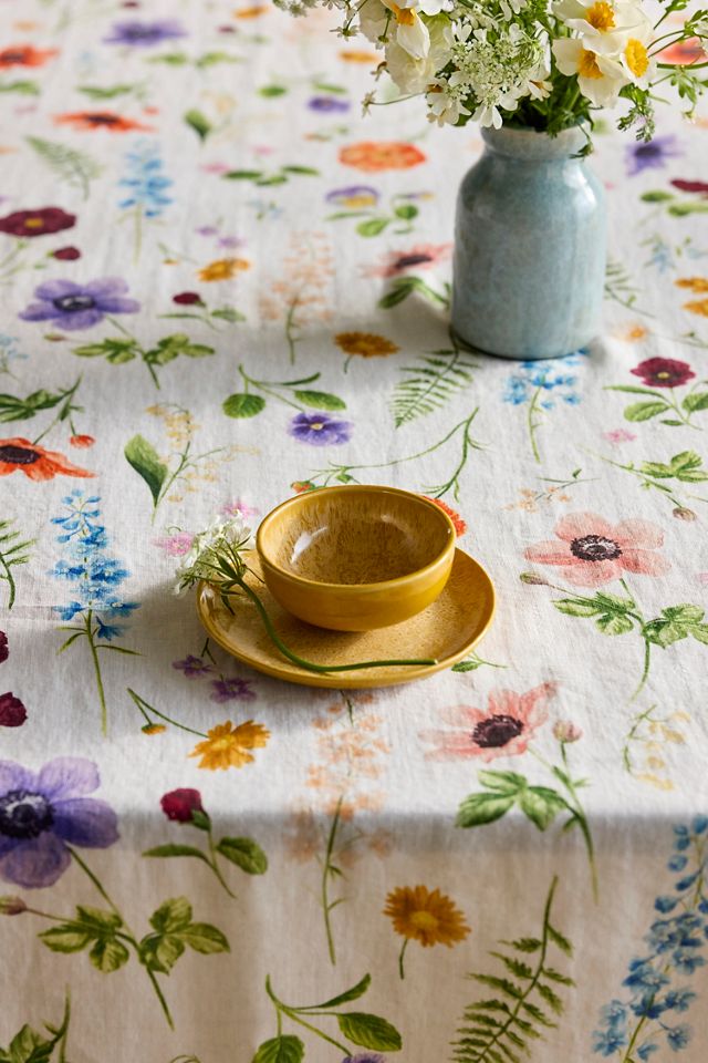 Floral Illustration Linen Tablecloth #2