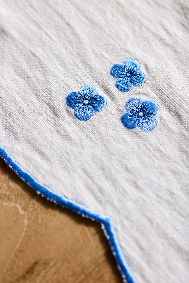 Embroidered Hydrangea Linen Runner #1