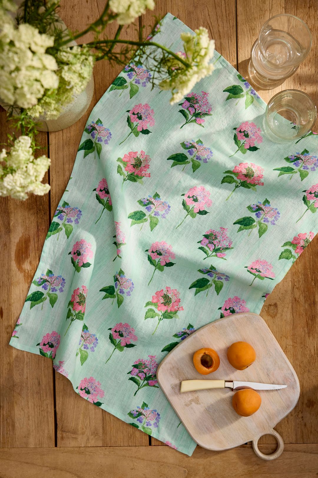 Hydrangea Sage Linen Dish Towel - Light Green, One Size