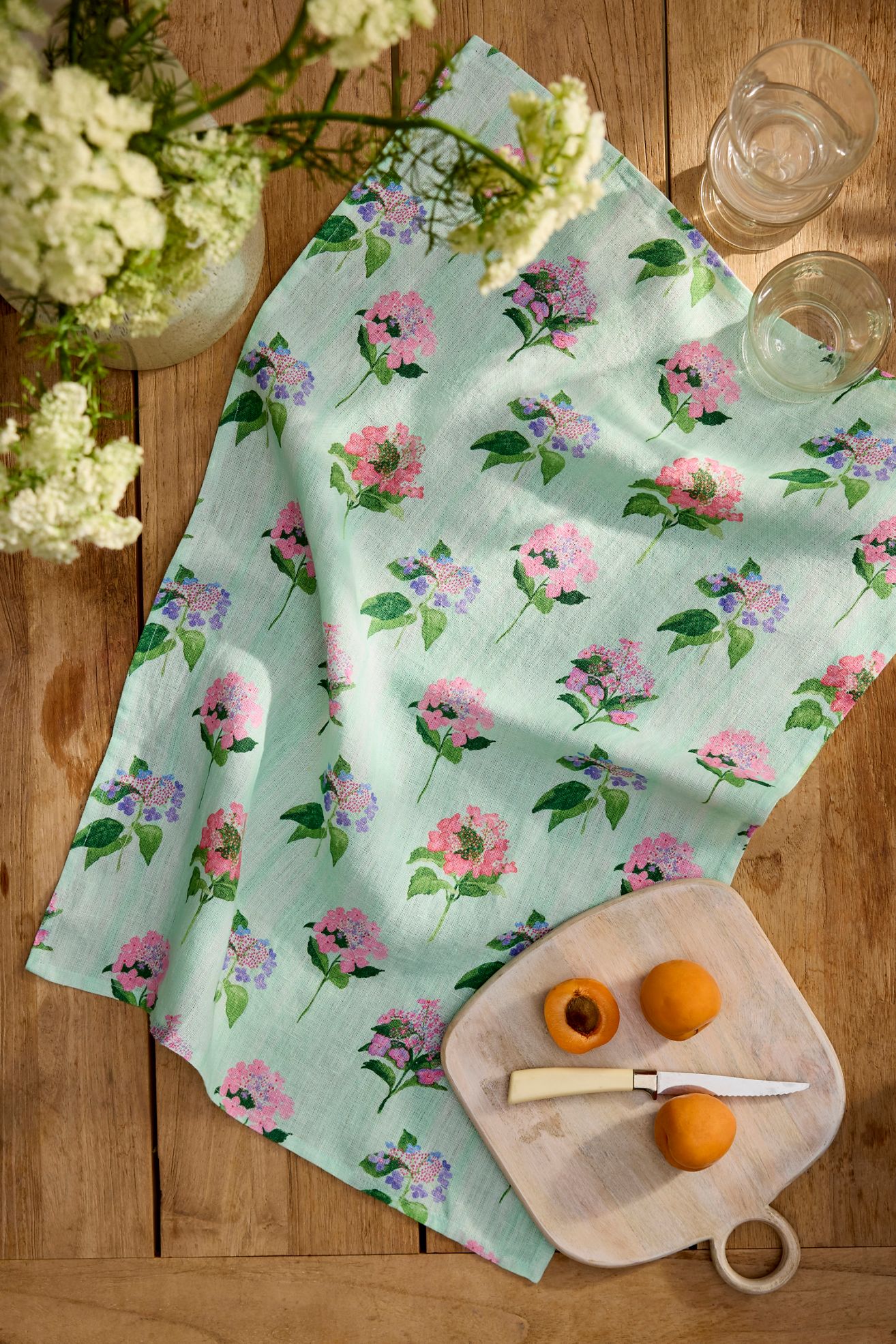 Hydrangea Sage Linen Dish Towel - Light Green, One Size
