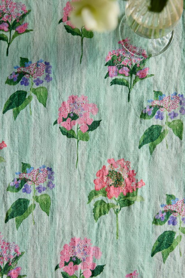 Hydrangea Sage Linen Runner #1