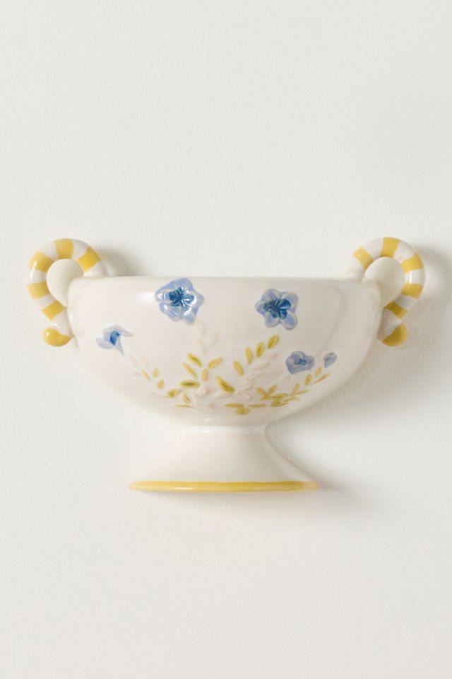 Ciondolo Decorativo da Parete in Ceramica a Forma di Urna Floreale #1