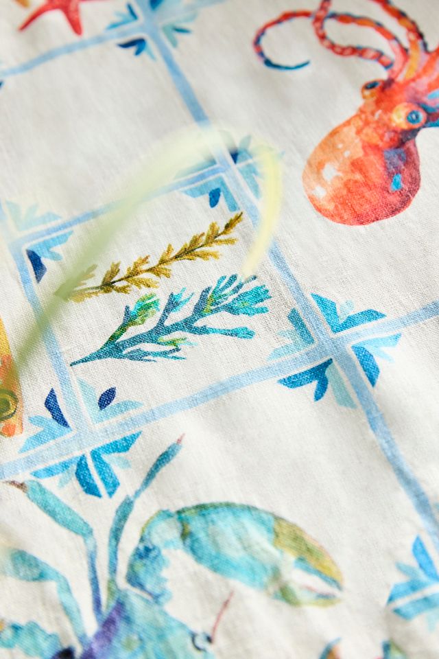 Marine Tile Linen Runner #1