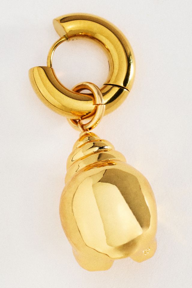 Timeless Pearly Shell Pendant Huggie Earrings  #1