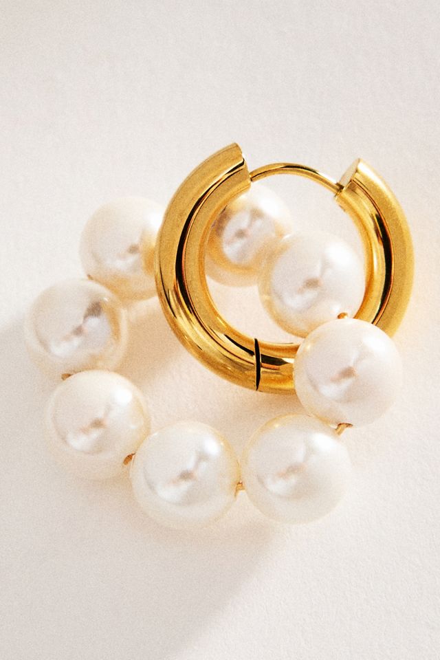 Timeless Pearly Chain Pearl Huggie Earrings #1