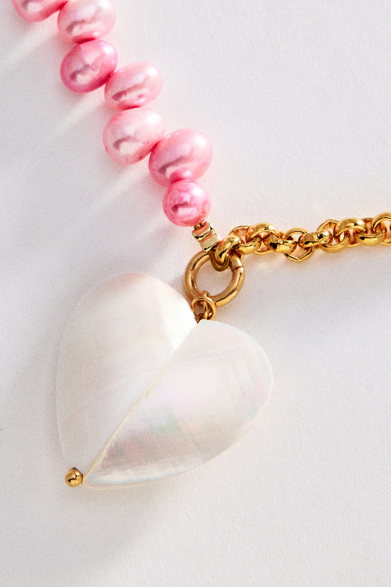 Timeless Pearly Pearl & Chain Heart Pendant Necklace