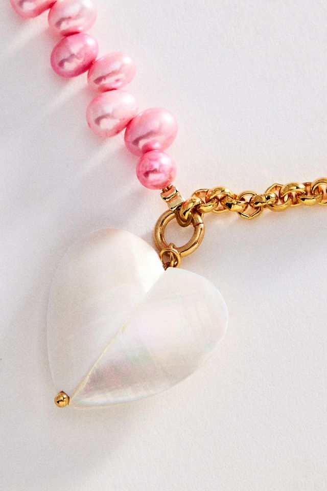 Timeless Pearly Pearl & Chain Heart Pendant Necklace #1