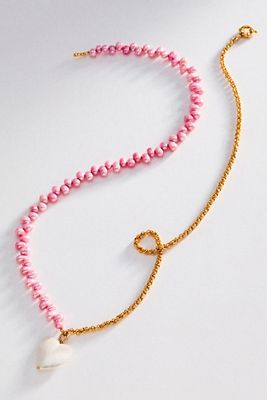 Timeless Pearly Pearl & Chain Heart Pendant Necklace