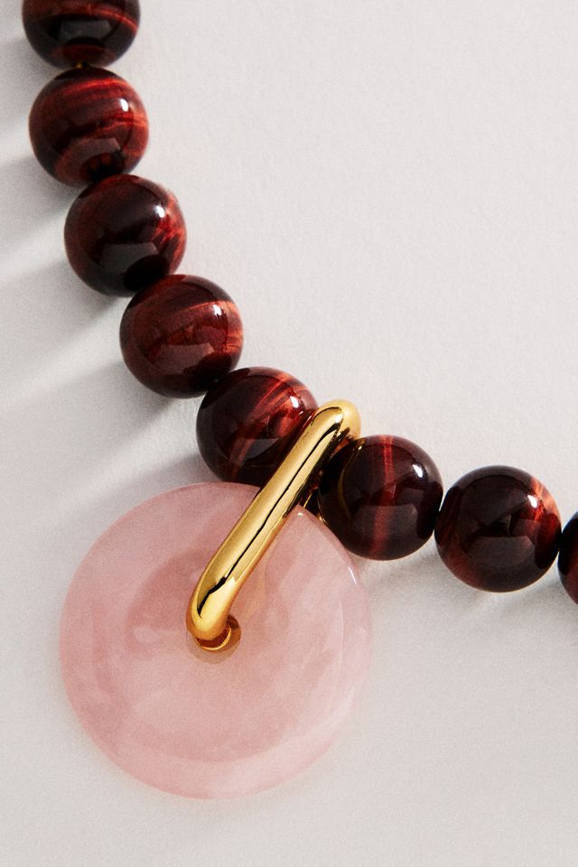 Timeless Pearly Taurus Eye Quartz Beaded Necklace #1