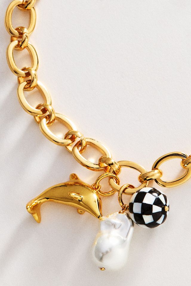 Timeless Pearly Dolphin Dice Pearl Charm Necklace #1
