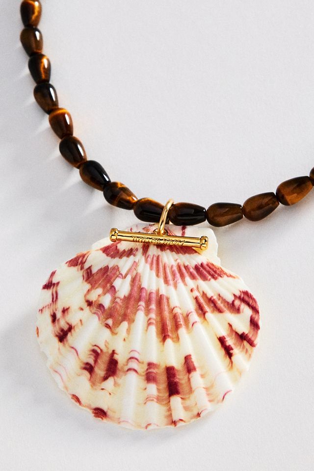 Timeless Pearly Tiger Eye Shell Beaded Necklace #1