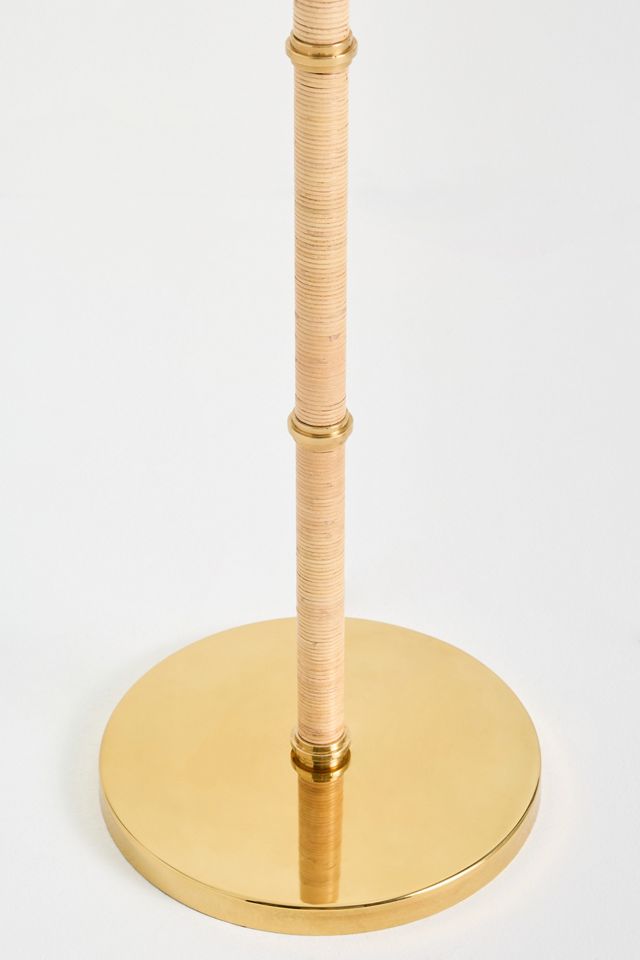 Rattan Wrapped Antique Brass Floor Lamp Base #2