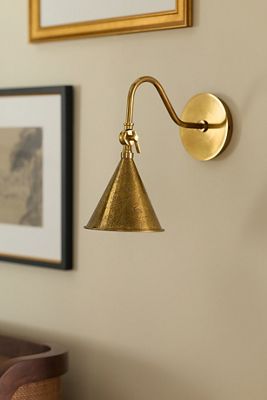 Joan Etched Floral Antique Brass Sconce