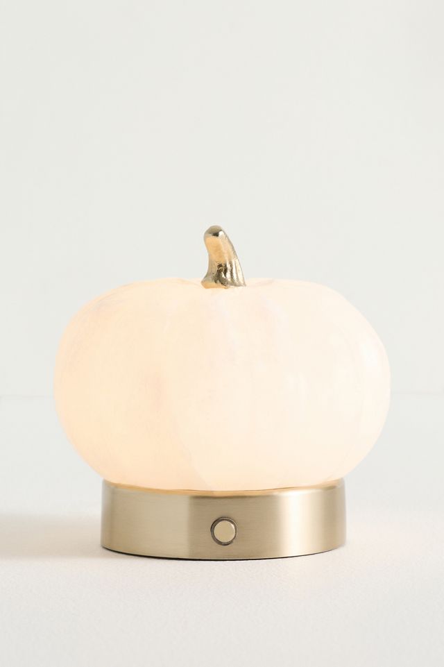 Pumpkin Alabaster Rechargeable Cordless Table Lamp #1