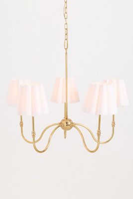 The Antique Brass Scallop Shade Classic 6-Arm Chandelier