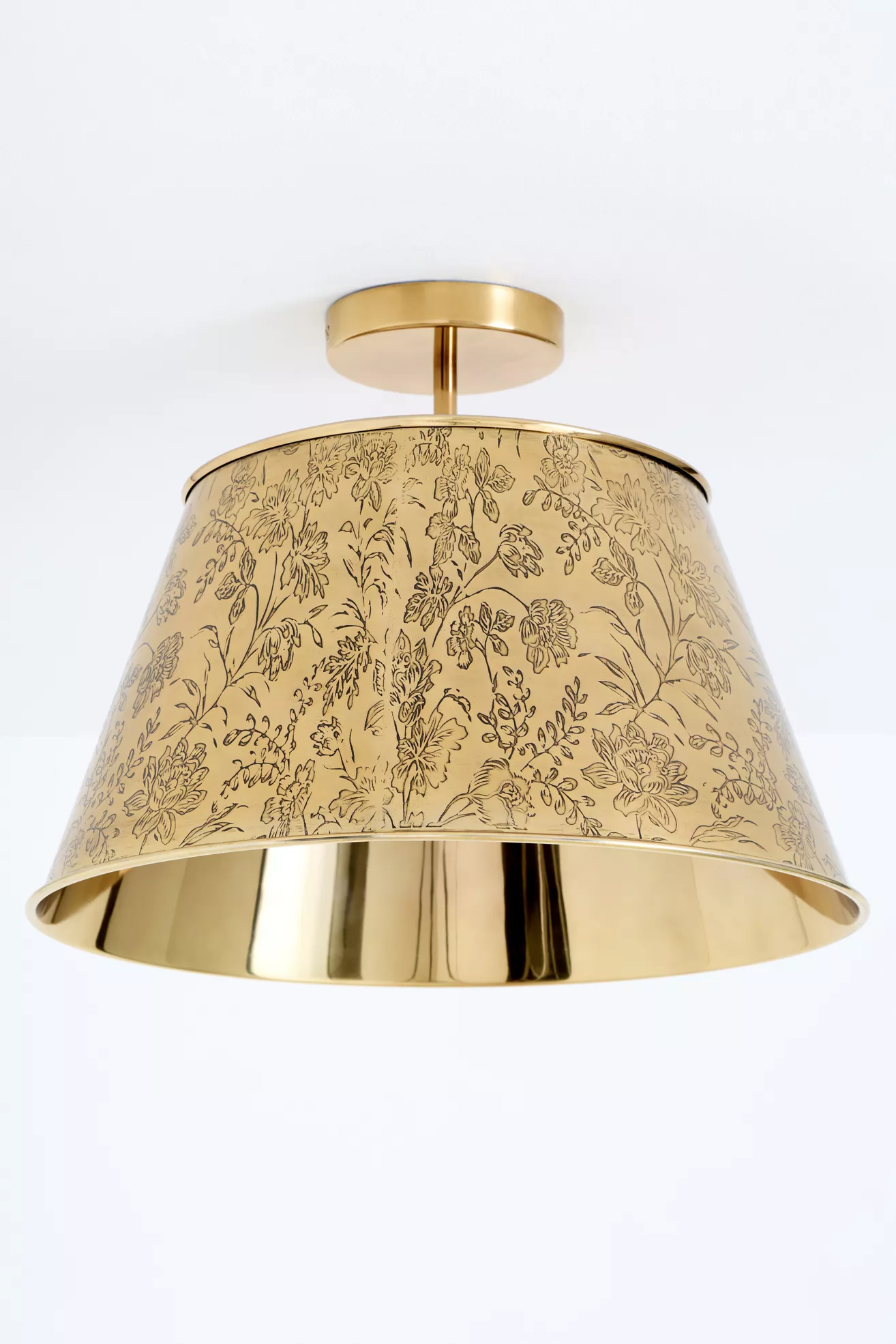 Joan Etched Floral Antique Brass Flush Mount - thumbnail 2