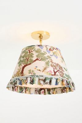 Lee Brass 16" Ruffle Printed Semi-Flush Mount Light